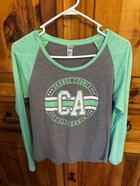 Gray & Mint Raglan CA Graphic Tee